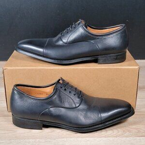 Magnanni Federico Shoes Mens Sz 9.5 M Black Napa Leather Oxford Chisel Toe Dress